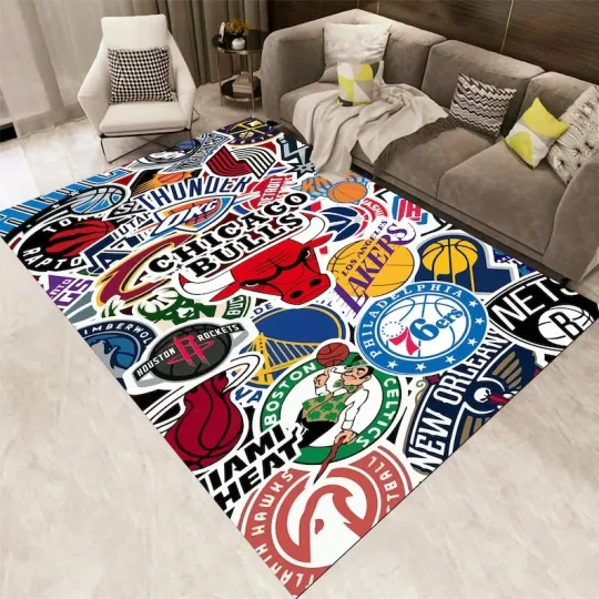 Discover Basketball Rug, NBA Team Rug, Custom Floor Rug, Sports Team Rug