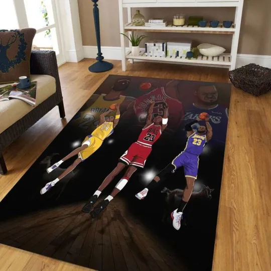 Discover NBA Legends Rug - Michael Jordan, LeBron James, Kobe Bryant - Basketball Home Decor