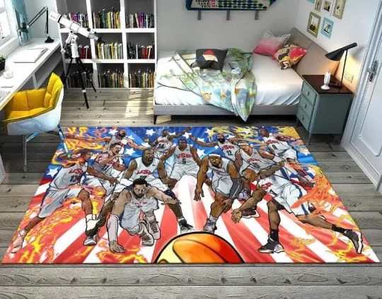 Discover USA Basketball Rug, NBA Team Rug, Sport Rug for Boys Room, Custom Hypebeast Rug