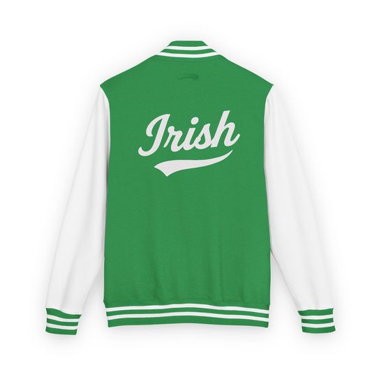 Personalized Irish Unisex Heavyweight Varsity Style Jacket, Men, Women, Personalized Letterman Jacket, Casual Wear, St. Patrick's Day