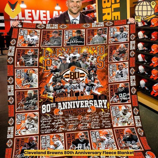 Cleveland Browns 80th Anniversary Fleece Blanket