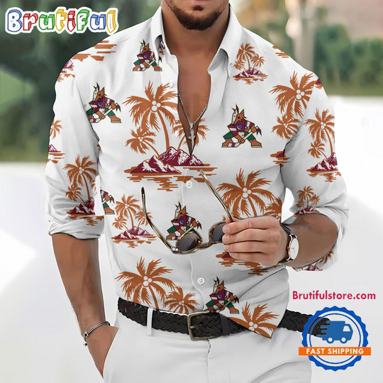 Discover Arizonna Coyotes Special Hockey Long Sleeve Hawaiian Design Button Shirt