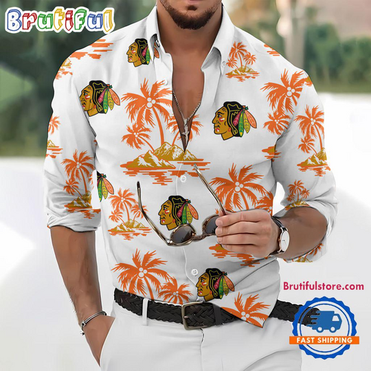 Discover Chicago Blackhawks Special Hockey Long Sleeve Hawaiian Design Button Shirt