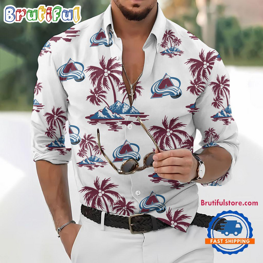Discover Colorado Avalanche Special Hockey Long Sleeve Hawaiian Design Button Shirt