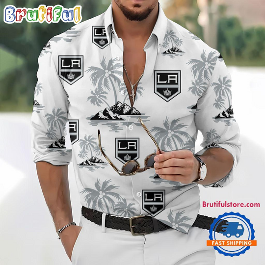 Discover Los Angeles Kings Special Hockey Long Sleeve Hawaiian Design Button Shirt