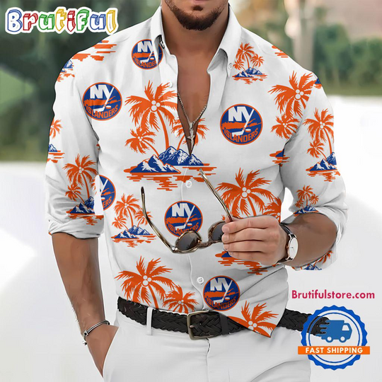 Discover New York Islanders Special Hockey Long Sleeve Hawaiian Design Button Shirt