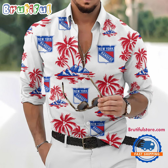 Discover New York Rangers Special Hockey Long Sleeve Hawaiian Design Button Shirt