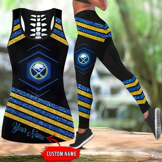Personalized Buffalo Sabres Hollow Tank Top And Leggings Set For Hockey Fans