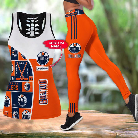 Discover Personalized Edmonton Oilers Hollow Tank Top And Leggings Set For Fans