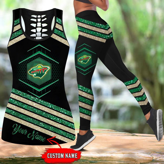 Discover Personalized Minnesota Wild Hollow Tank Top And Leggings Set For Hockey Fans
