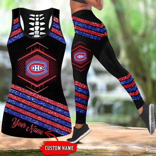 Personalized Montreal Canadiens Hollow Tank Top And Leggings Set For Hockey Fans