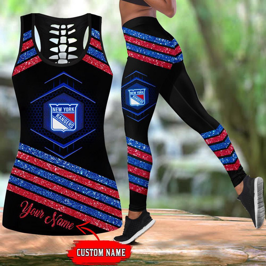 Discover Personalized  New York Rangers Hollow Tank Top And Leggings Set For Hockey Fans