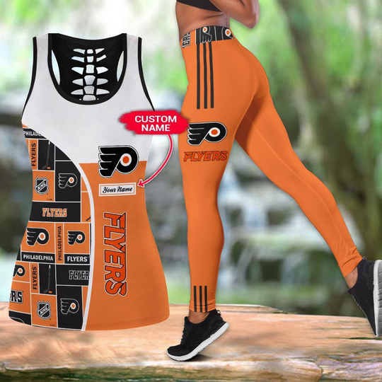 Personalized Philadelphia Flyers Hollow Tank Top And Leggings Set For Fans