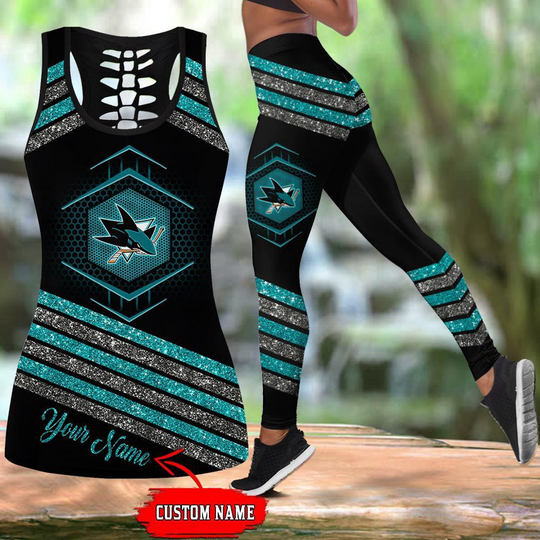 Discover Personalized San Jose Sharks Hollow Tank Top And Leggings Set For Hockey Fans