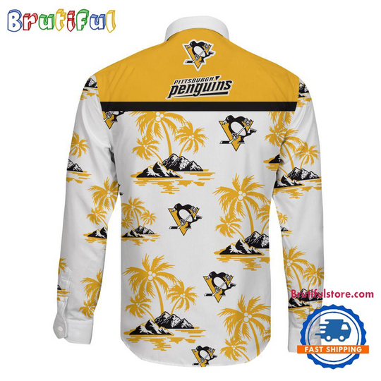 Pittsburgh Penguins Special Hockey Long Sleeve Hawaiian Design Button Shirt