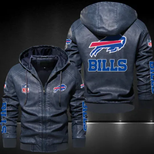 Buffalo Bills Hooded Leather Jacket, Gift For Father