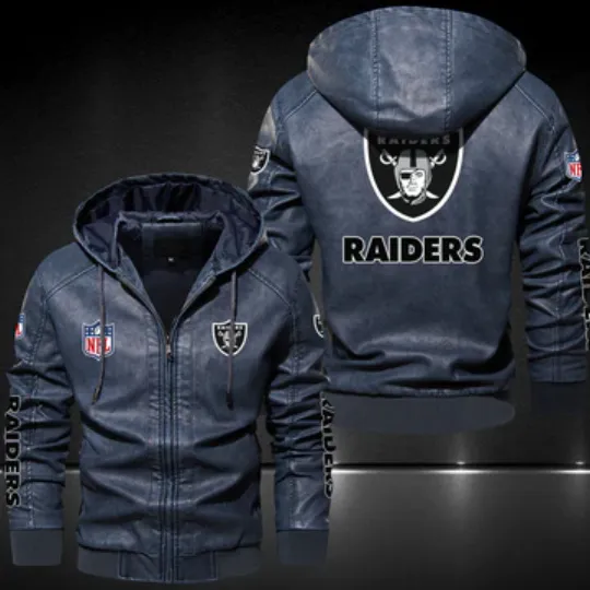 Las Vegas Raiders Hooded Leather Jacket, Gift For Father