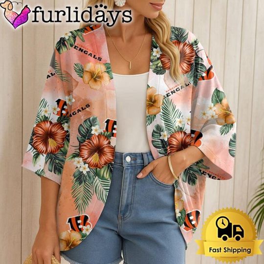 Cincinnati Bengals Hawaii State Flower Beach Kimono Women