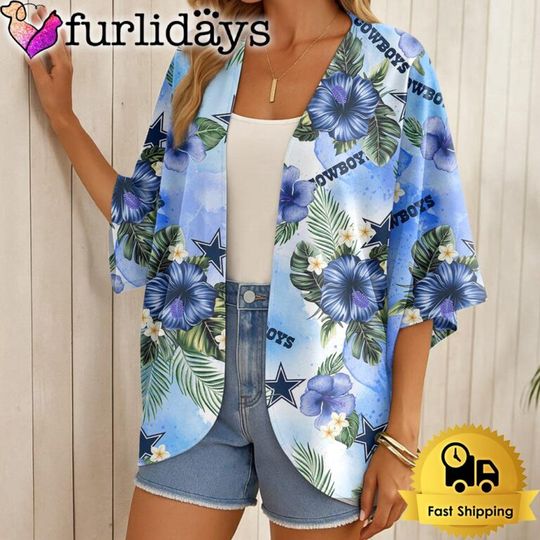 Dallas Cowboys Hawaii State Flower Beach Kimono Women