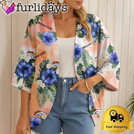Denver Broncos Hawaii State Flower Beach Kimono Women