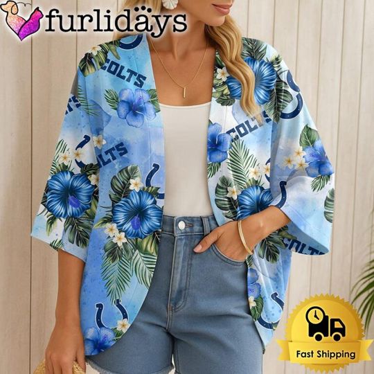 Indianapolis Colts Hawaii State Flower Beach Kimono Women
