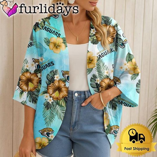 Jacksonville Jaguars Hawaii State Flower Beach Kimono Women