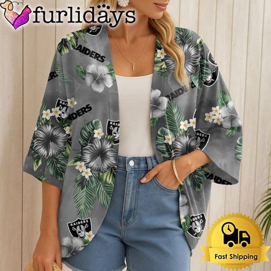 Las Vegas Raiders Hawaii State Flower Beach Kimono Women