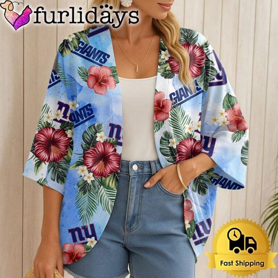 New York Giants Hawaii State Flower Beach Kimono Women