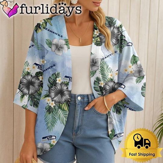 Seattle Seahawks Hawaii State Flower Beach Kimono Women