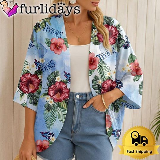 Tennessee Titans Hawaii State Flower Beach Kimono Women