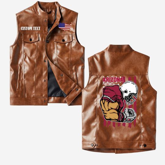 Arizonna Football Crorodile skin PU Vest leather jacket, vintage style, Customize name
