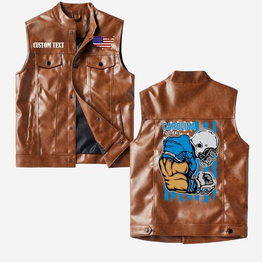 Carolina Football Crorodile skin PU Vest leather jacket, vintage style, Customize name