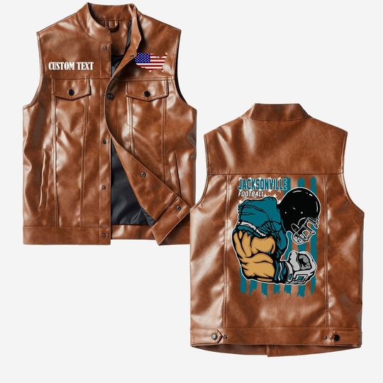 Jacksonville Football Crorodile skin PU Vest leather jacket, vintage style, Customize name