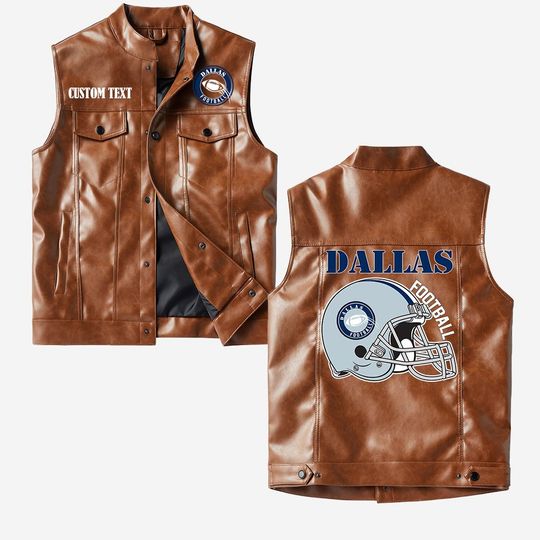Dallas Football Crorodile skin PU Vest Leather Jacket, Vintage style, Customize name