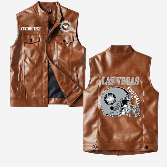 Las Vegas Football Crorodile skin PU Vest Leather Jacket, Vintage style, Customize name