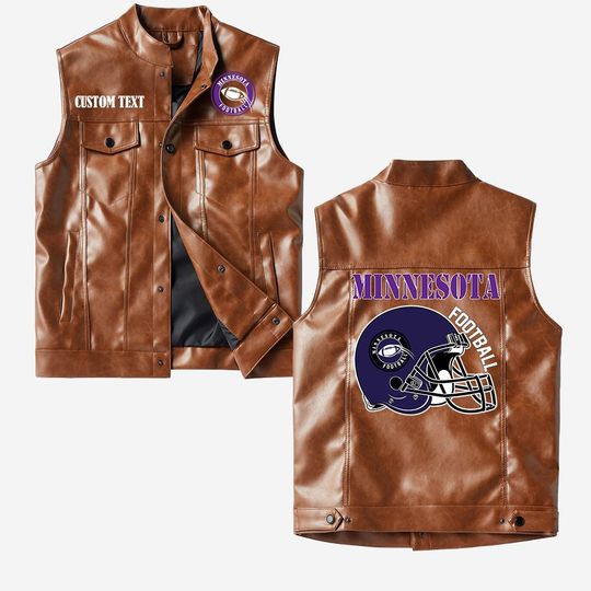 Minnesota Football Crorodile skin PU Vest Leather Jacket, Vintage style, Customize name