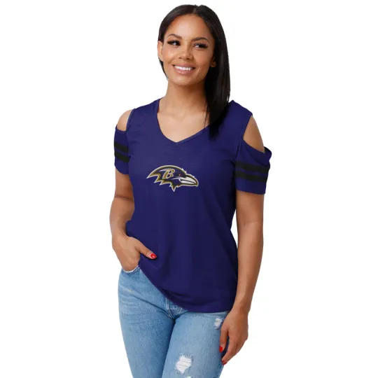 Baltimore Ravens football Womens Shoulder T-Shirt