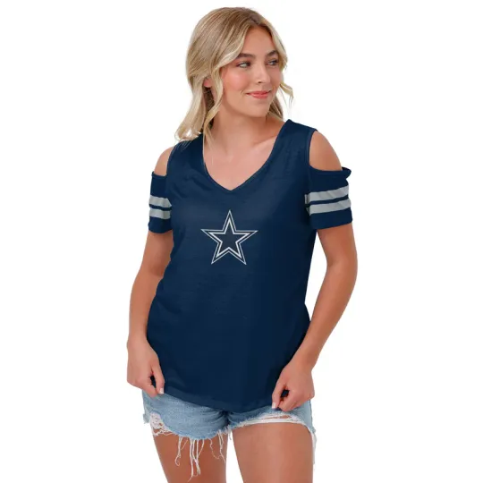 Dallas Cowboys football Womens Cold Shoulder T-Shirt