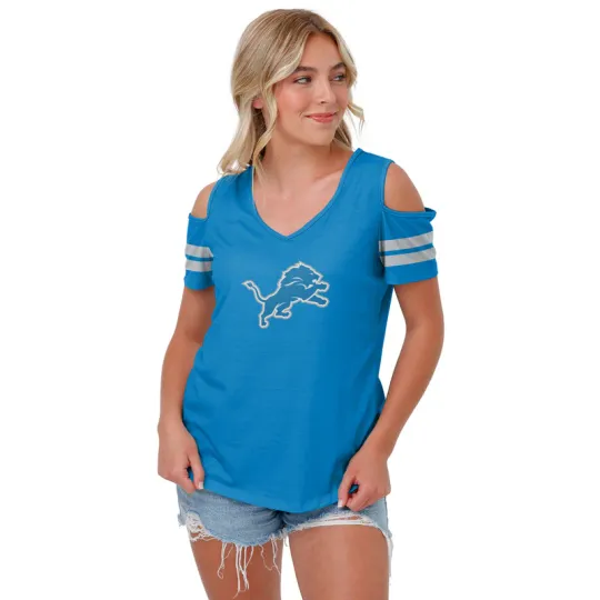 Detroit Lions football Womens Shoulder T-Shirt