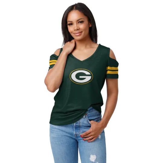 Green Bay Packers football Womens Shoulder T-Shirt