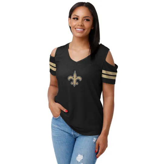 New Orleans Saints football Womens Shoulder T-Shirt