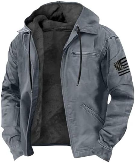 USA Flag Fleece-Lined Hooded Jacket
