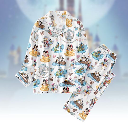 Disney Mickey Minnie Pajamas Set, Disneyland Pajamas, Disney Wonderful Trip Long Pyjama, Matching Set Gift
