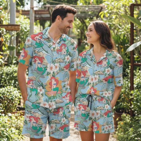Discover Mermaid Princess Hawaiian Shirt Couples Matching Vacation Set