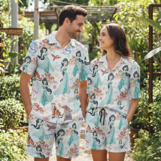 Princess Jasmine Hawaiian Shirt Couples Matching Vacation Set
