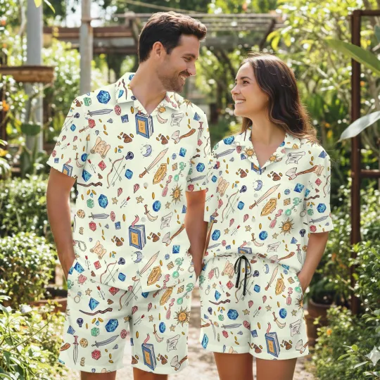 Discover Fantasy RPG Print Hawaiian Shirt Couples Matching Set
