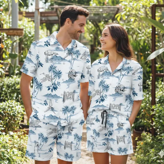 Discover Space Galaxy Hawaiian Shirt Couples Matching Vacation Set