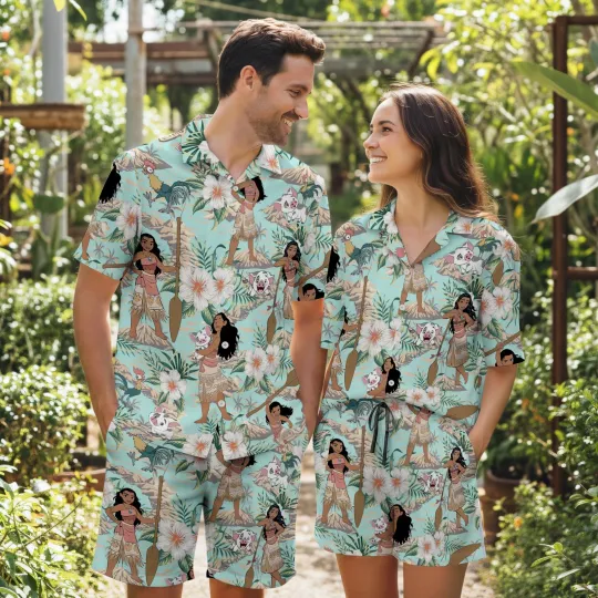 Discover Island Princess Hawaiian Shirt Couples Matching Vacation Set