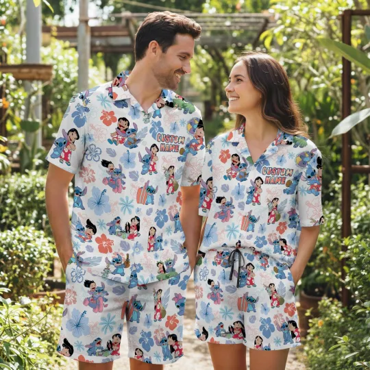 Discover Custom Name Hawaiian Shirt Couples Tropical Aloha Matching Vacation Set