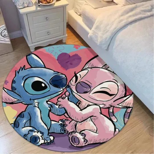 Top! Stitch And Angel Print Foldable Round Floor Mat Rug Non-slip backing Carpet